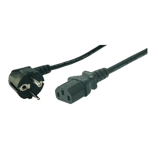 Apparatkabel CEE 7/7 90° till C13 Rak 3m Svart