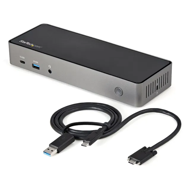 USB-C/USB 3.0 dockningsstation StarTech.com DK31C3HDPDUE, 3xHDMI/3xDP 4K@60Hz, USB-C 85W PD, komboport hörlur/mikrofon, GigaLAN, 4xUSB 3.2, inkl. 85W AC-adapter