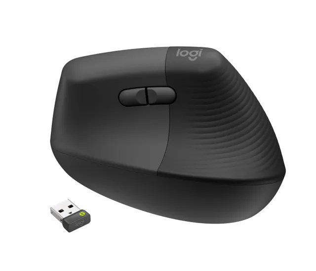 Lift for Business - Right Handed - Graphite - Ergonomisk mus - Optic - 6 knappar - Svart