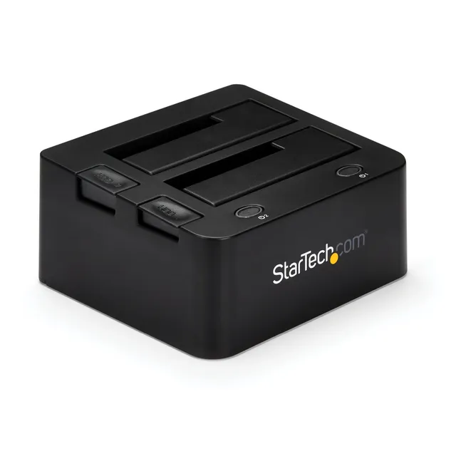 Dual-Bay USB 3.0 to SATA and IDE Hard Drive Docking Station, USB Hard Drive Dock, External 2.53.5 SATA III and IDE (40 pin) SSDHDD Docking Station, Hot-Swap Hard Drive Bays - Top-Loading - Kontrollerkort - 2.5, 3.5 - ATA / SATA 6Gb/s - USB 3.0 - svart - för P/N: SVA12M5NA