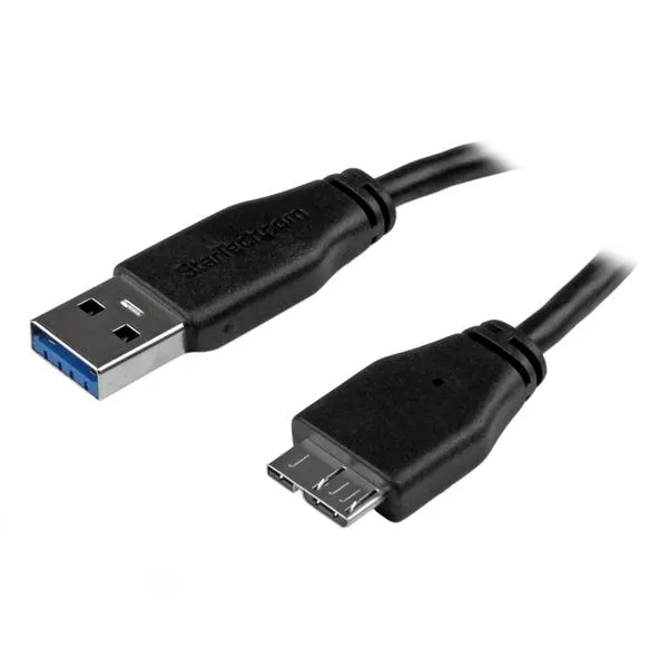 StarTech.com Slim Micro USB 3.0 kabel – 3 m - USB-kabel - Micro-USB typ B (hane) till USB typ A (hane) - USB 3.0 - 3 m - formpressad - svart - för P/N