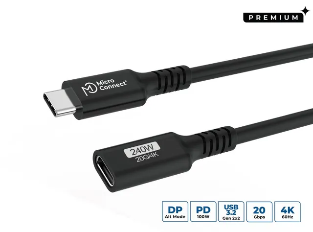 Premium USB-C förlängning - USB 3.2 Gen 2x2 - 100W - 1,5m
