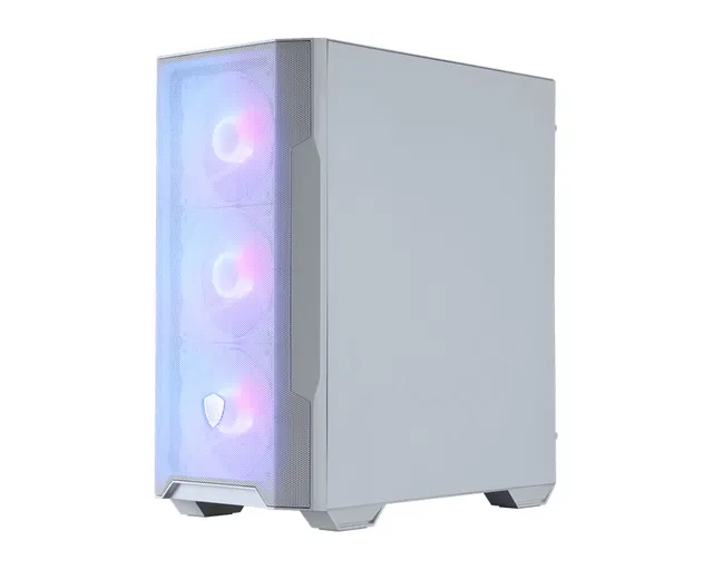 MAG FORGE M100R - microATX-torn spel - genomskinlig sidopanel (härdat glas) - ingen strömförsörjning (ATX) - vit - USB/ljud