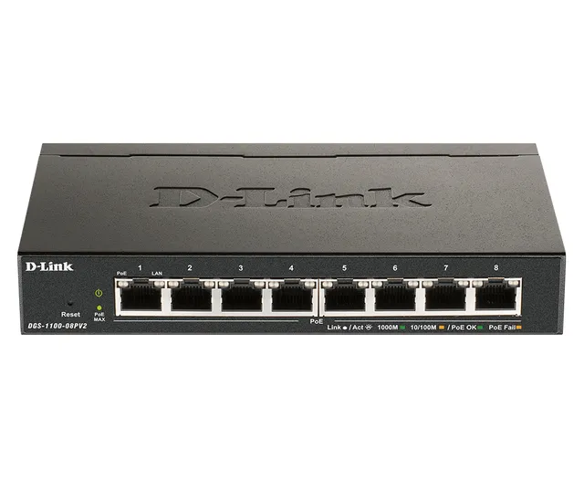 DGS-1100-08PV2 8-Port Gigabit PoE Smart Managed Switch