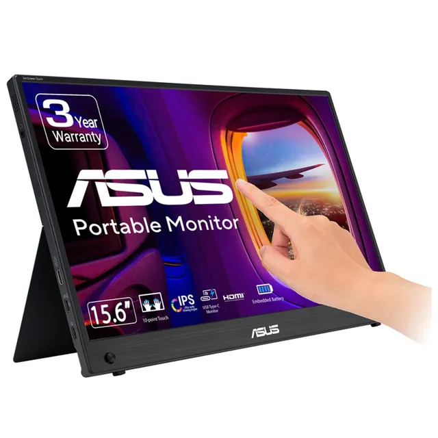 15.6" Asus MB16AMTR ZenScreen Portable USB-C Monitor Touch, Full HD IPS 1920x1080, USB-C powered, högtalare, inbyggt batteri
