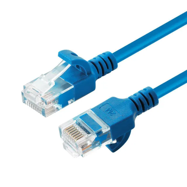 Nätverkskabel oskärmad Cat6a, slim, 3,6mm i diameter, MicroConnect, 20 meter - Blå