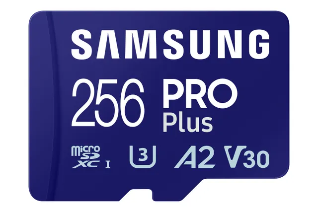 PRO Plus 256 Gt MicroSDXC UHS-I U3 V30 A2 -muistikortti + SD-adapteri ja USB-lukija, sininen
