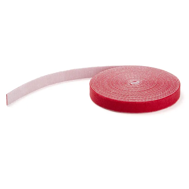StarTech.com 25ft Hook and Loop Roll, Cut-to-Size Reusable Cable Ties, Bulk Industrial Wire Fastener Tape / Adjustable Fabric Wraps Red / Resuable Sel