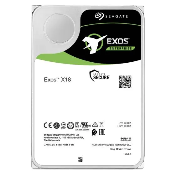 18 TB Seagate Exos X18, 7200 rpm, 256 MB cache, SATA3