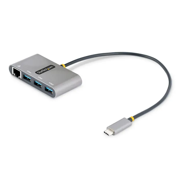 StarTech.com 3-Port USB-C Hub with Ethernet, 3x USB-A Ports, Gigabit Ethernet, USB 3.0 5Gbps, Bus-Powered, USB Type-C Hub w/ GbE and 1ft/30cm Long Cab