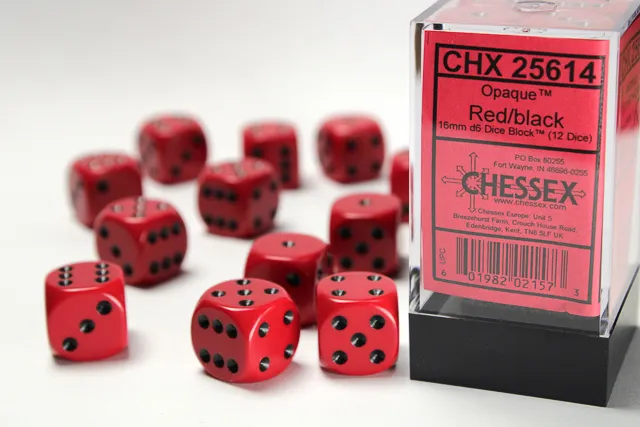 Opaque: Red/black (12-die set)
