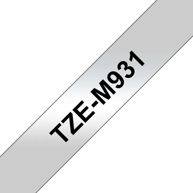 Tze-M931 Etikett-Tejp svart På, silver