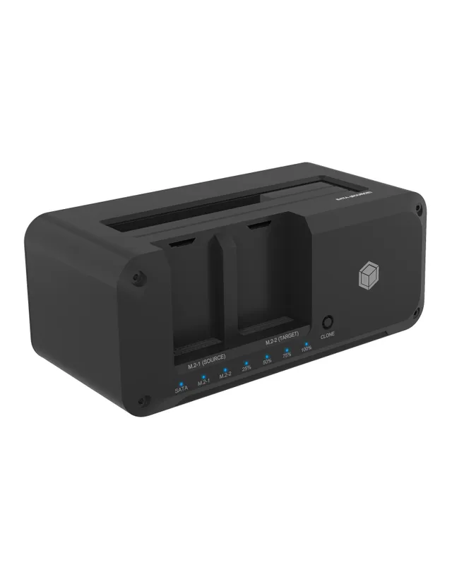 ICY BOX IB-2924MSCL-C31 - HDD / SSD dockningsstation - klonfunktion - fack: 3 - 2,5 tum/3,5 tum delad, M.2 - M.2 NVMe Card / SATA 6Gb/s - USB 3.2 (Gen 2) - svart