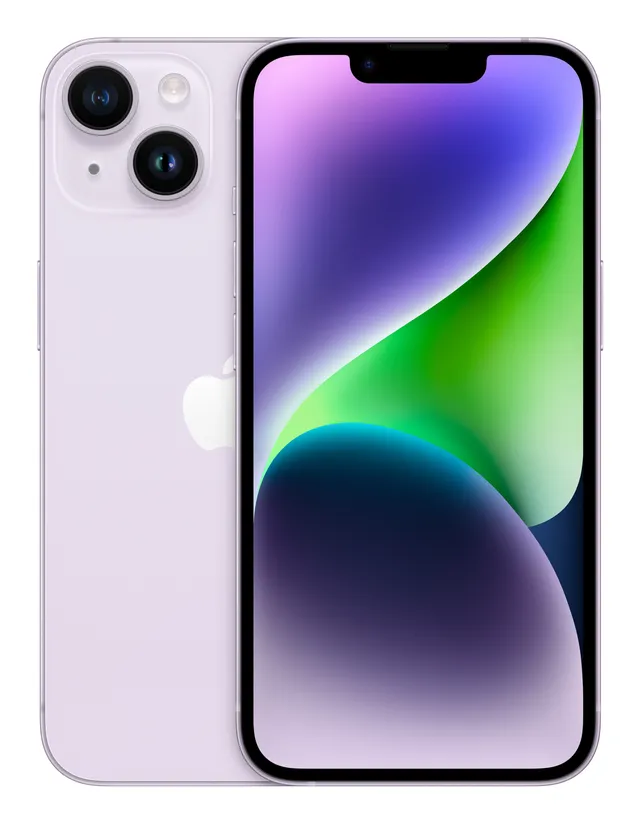 iPhone 14 - 5G smartphone - dual-SIM / Internminne 128 GB - OLED-skärm - 6.1 - 2532 x 1170 pixlar - 2 bakre kameror 12 MP, 12 MP - front camera 12 MP - lila