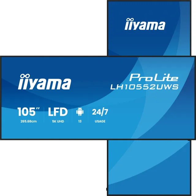 ProLite LH10552UWS-B1AG - 105" Diagonal klass (104.6" visbar) platt LCD-skärm - digital skyltning - med inbyggd SoC-mediespelare - Android - 5K