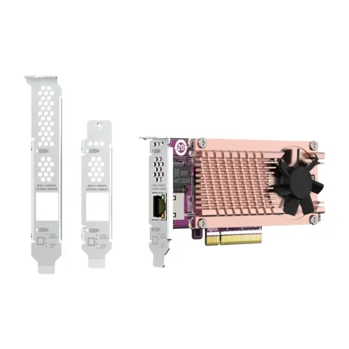QM2-2P10G1TB - Kontrollerkort - M.2 - PCIe 3.0 x4 (NVMe) - låg profil - PCIe 3.0 x8 - för QNAP TDS-H2489, TNS-H1083X-E2234, H1083X-E2236-16, TS-4