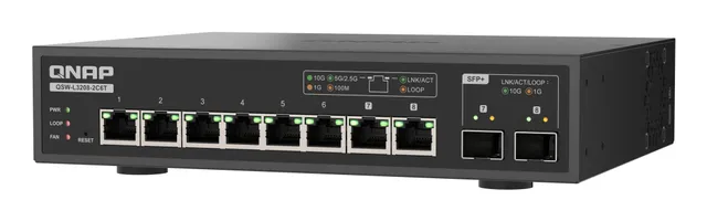 QSW-L3208-2C6T 8-Port 10GbE Switch (6x 10GbE RJ45 - 2x SFP+/RJ45 Combo)