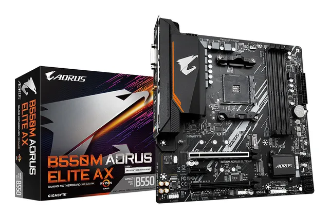 B550M AORUS ELITE AX Moderkort - AMD B550 - AMD AM4 - DDR4 RAM - Micro-ATX