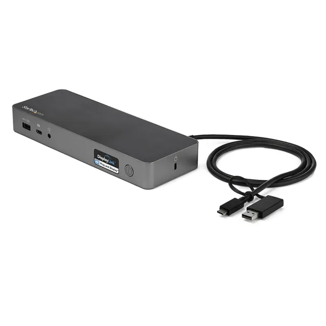 USB-C- och USB-A-dockningsstation - hybrid universell dockningsstation för bärbar dator med dubbelskärm för 4K vid 60 Hz samt HDMI och DisplayPort - USB 3.1 Gen 1-hubb, GbE - strömförsörjning på 60 W - Windows, Mac och Chrome - Dockningsstation - USB-C - 2 x HDMI, 2 x DP - 1GbE - Storbritannien, Europa