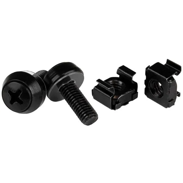 Startech M6x12 mm - skruvar och korgmuttrar - 100-pack, svart - Skruvar och muttrar för rack - svart - för P/N: RACK-18U-20-WALL-OA, RACK-21U-20-WALL-OA, RACK-24U-20-WALL-OA, RK12OD2, RK3236BKF