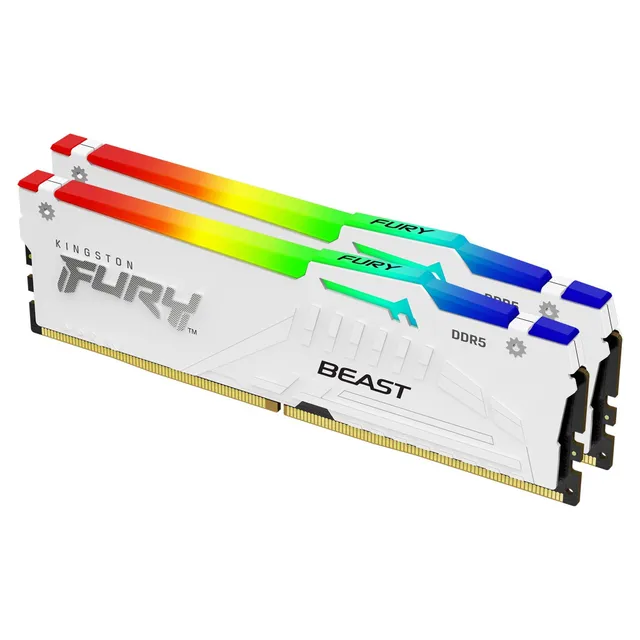Kingston FURY Beast RGB - DDR5 - sats - 64 GB: 2 x 32 GB - DIMM 288-pin - 6000 MHz / PC5-48000 - CL30 - 1.4 V - ej buffrad - on-die ECC - vit