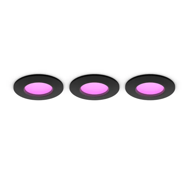 Slim infälld spotlight 90 mm 3-pack Svart