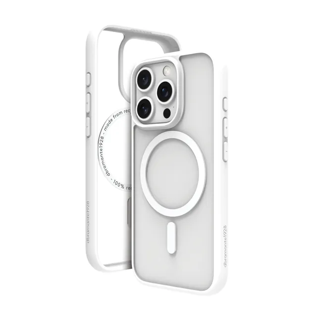 dbramante1928 Grenen - Baksidesskydd för mobiltelefon - MagSafe-kompatibilitet - återvunnen plast - vit, klar - för Apple iPhone 16 Pro Max
