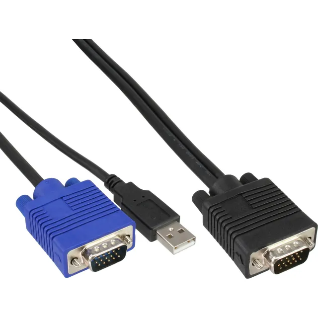4043718072187, 1,8 m, VGA, Svart, Blå, VGA, VGA, USB, Hankoppling