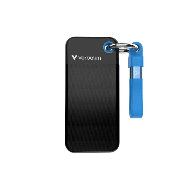 1 TB Verbatim Pocket SSD, USB 3.2 Gen2 - Svart/Blå