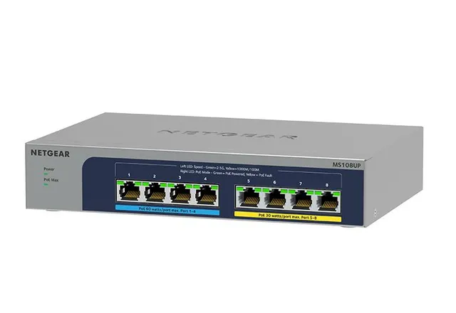MS108UP - Switch - ohanterad - 4 x 100/1000/2.5G (PoE++) + 4 x 100/1000/2.5G (PoE+) - skrivbordsmodell, väggmonterbar - PoE++ (230 W)