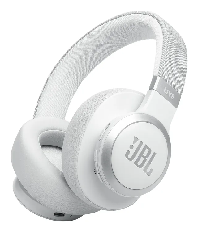 LIVE 770NC - Hörlurar med mikrofon - fullstorlek - Bluetooth - trådlös, kabelansluten - aktiv brusradering - 3,5 mm kontakt - vit