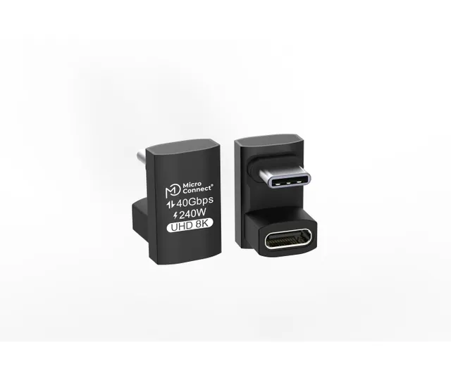 Adapter MicroConnect Premium USB-C hane till USB-C hona, USB4 3x2 40Gbps, 8K@60Hz, 240W, dubbelvinklad