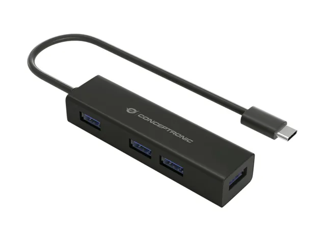 HUBBIES07B - hub - 4 ports USB Hub - USB 3.2 - 4 porte - Svart