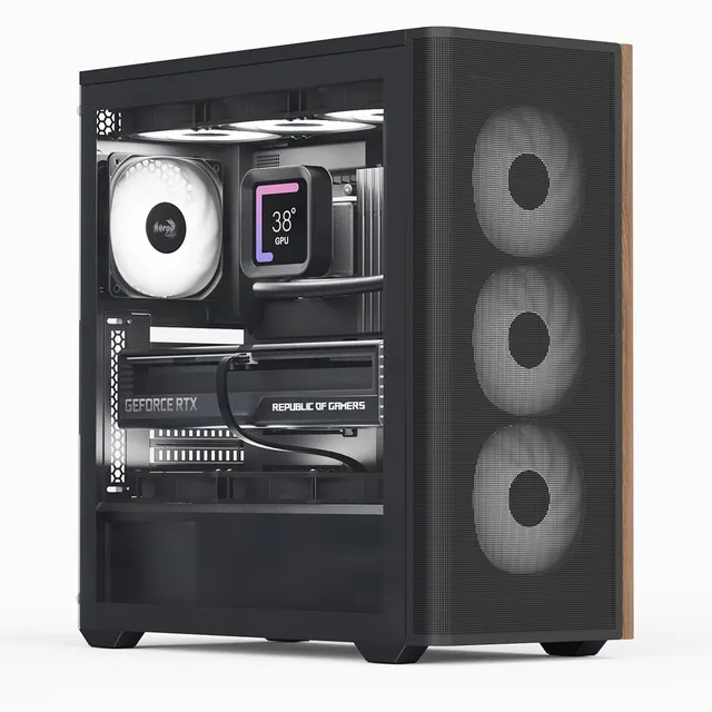 D501A, Midi Tower, PC, Svart, Trä, ATX, micro ATX, Mini-ITX, Acrylonitrile Butadiene Styrene, SPCC, Trä, Gaming