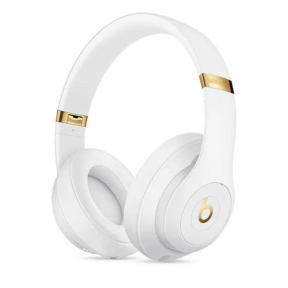 Beats Studio3 Wireless - Hörlurar med mikrofon - fullstorlek - Bluetooth - trådlös - aktiv brusradering - ljudisolerande - vit