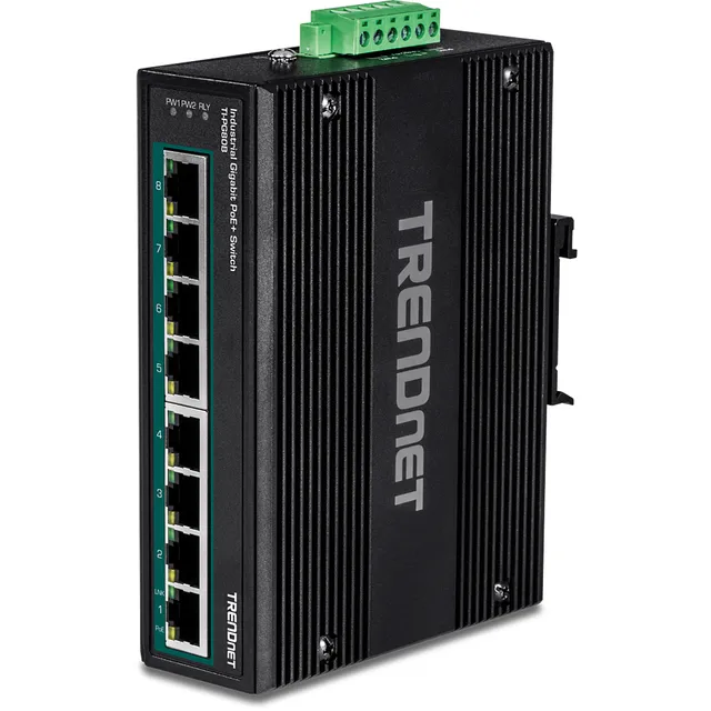 TI-PG80B 8-Port Industrial Gigabit PoE+ DIN-Rail Switch (24 - 56V)
