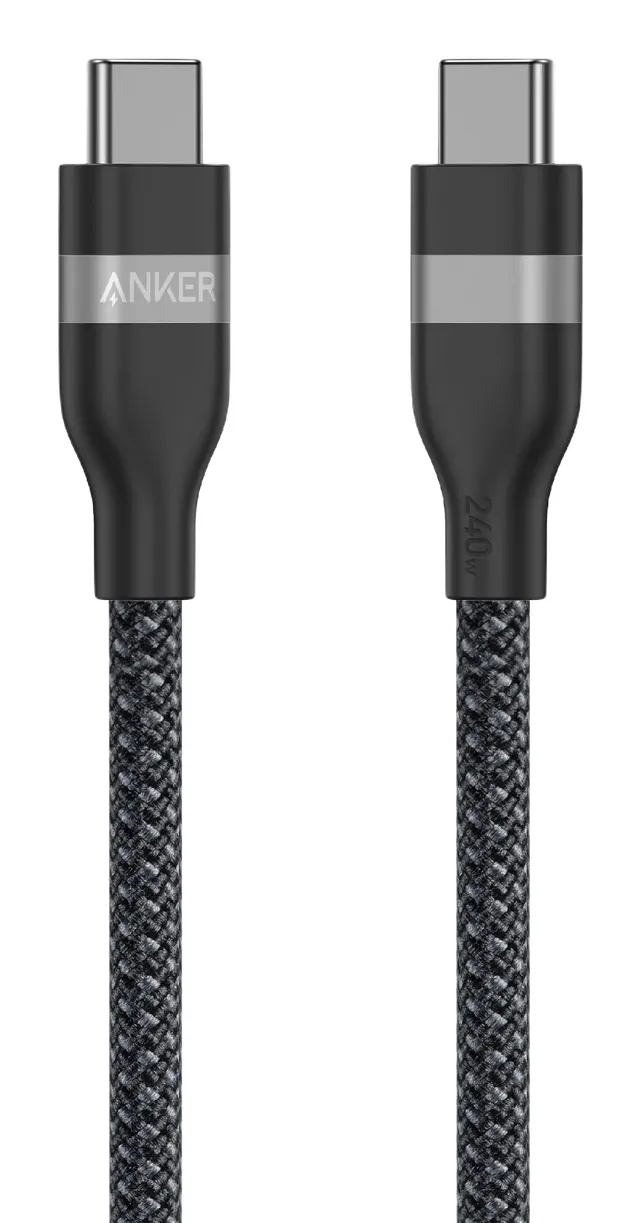 USB-C till USB-C kabel / Flätad / 240W / 0.9m - Svart