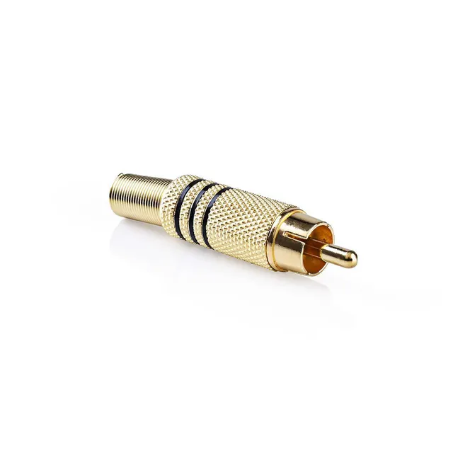 RCA Connector | Rak | Hane | Guldplaterad | Löda | Kabel input diameter: 7.0 mm | Metall | Svart | 10 st. | Kuvert