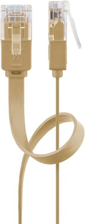 CAT 6 platt patchkabel, U/UTP, ljusbrun kopparledare (CU), 20 m