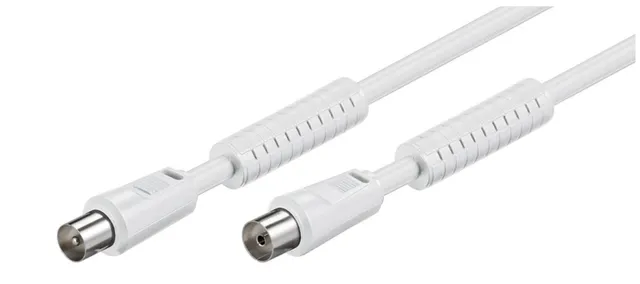 Antennkabel med ferrit (80 dB), dubbelskärmad koaxial-plugg > koaxial-plugg (helt skärmad), 1.5 m