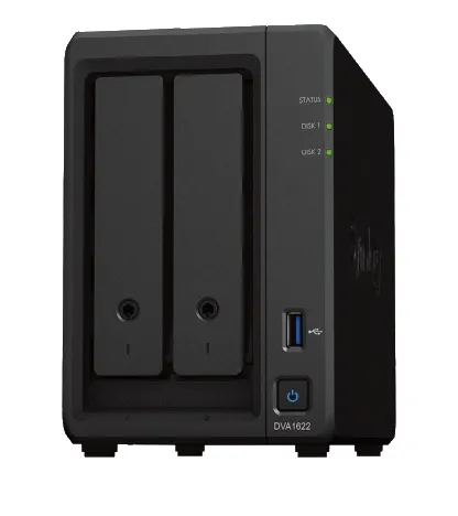 Network Video Recorder DVA1622, 2-bay Deep Learning NVR, Intel Celeron J4125, 6 GB RAM, HDMI, GigaLAN