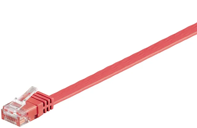 CAT 6 platt patchkabel, U/UTP, röd kopparledare (CU), 3 m