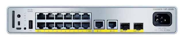 Catalyst 9200CX - Network Essentials - switch - kompakt - L3 - Administrerad - 12 x 10/100/1000 (PoE+) + 2 x 1000Base-T + 2 x 10 Gigabit SFP+ (u