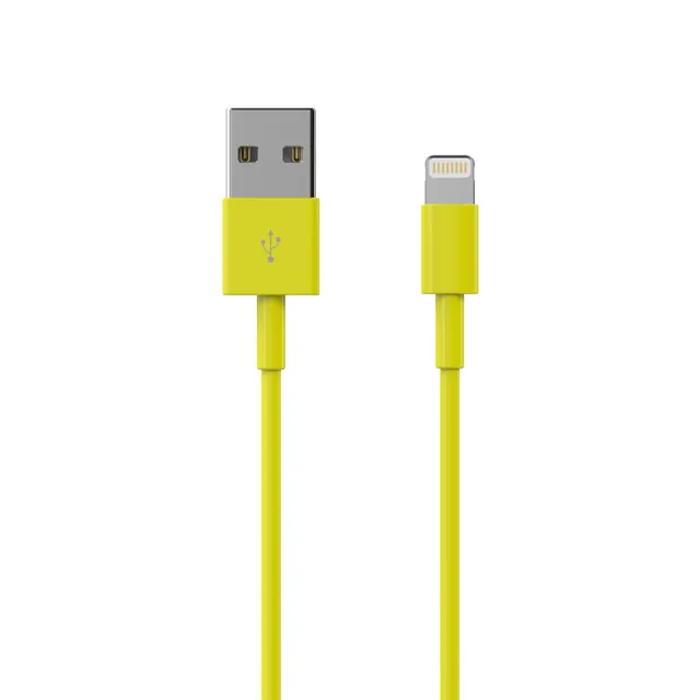 Sinox Lightning kabel. 1m. Gul