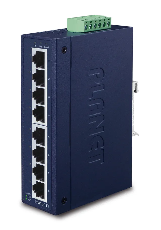 ISW-801T - Switch - 8 x 10/100 - DIN-skenmo