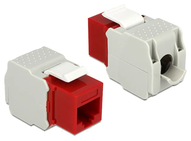 UTP Cat6 Keystone modul, RJ45 ho - LSA Cat6, Tool-free röd/gr