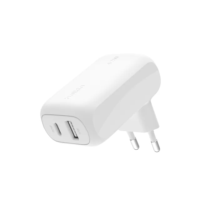 BoostCharge - Strömadapter - 42 watt - 3 A - PD 3.0 - 2 utdatakontakter (USB-C, USB) - vit