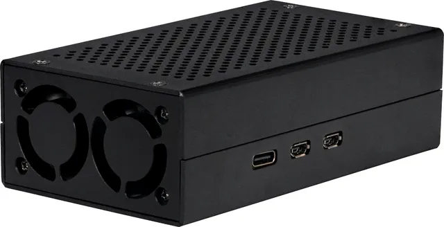 Pi RB-ALUCASEP5-M2, Ask, Raspberry Pi, Raspberry Pi, Svart, Gjuten aluminium, 108 mm