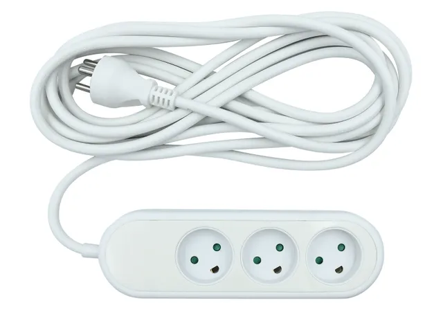 Quality Power 3-way socket grounded (D), 5m