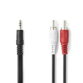 Stereoljudkabel | 3.5 mm Hane | 2x RCA Hane | Nickelplaterad | 15.0 m | Rund | Svart | Label